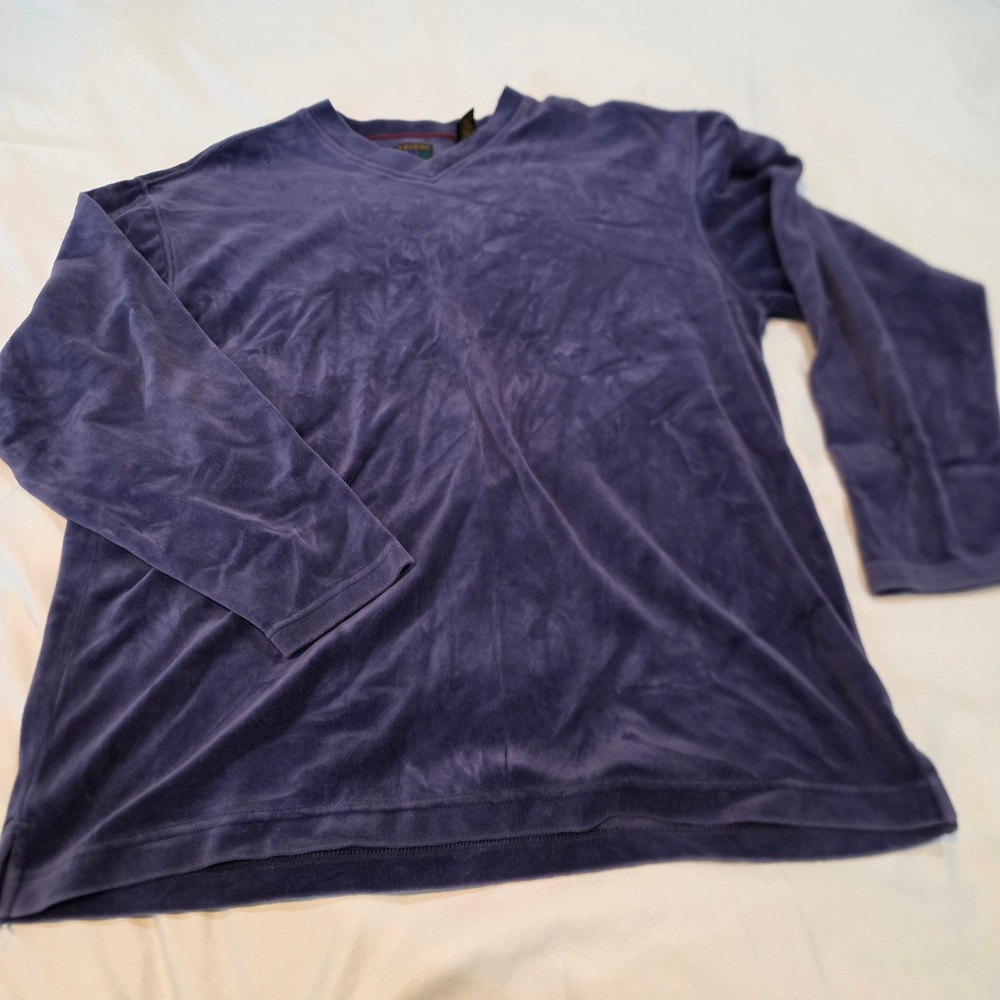 Colours Alexander Julian Velour Pullover Mens L Purple Good V-Neck Long Sleeve